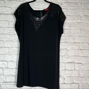 Women’s Elle Black Dress with Sequin Neckline